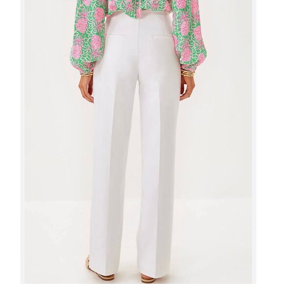 Lilly Pulitzer Ellamarie White Dress Pants 8 Wide-Leg Side-Zip Stretch Trousers - Picture 2 of 14